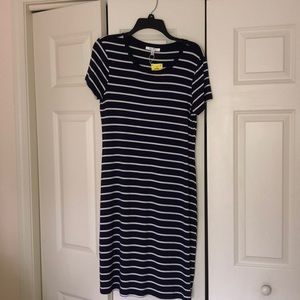 Navy and white striped dress